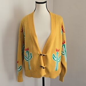 Unique Yellow Cactus Cardigan Sweater